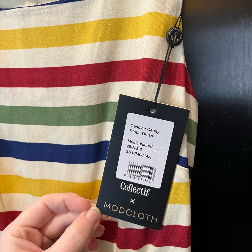 NWT Collectif Modcloth Candice Candy Stripe Dress XS - Picture 4 of 4